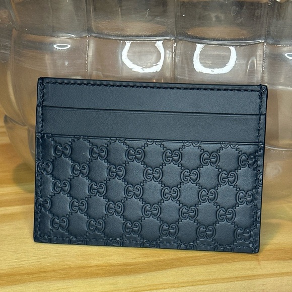 Gucci Micro Guccissima Black Leather Card Case Card Holder Authentic No Box - Picture 2 of 3
